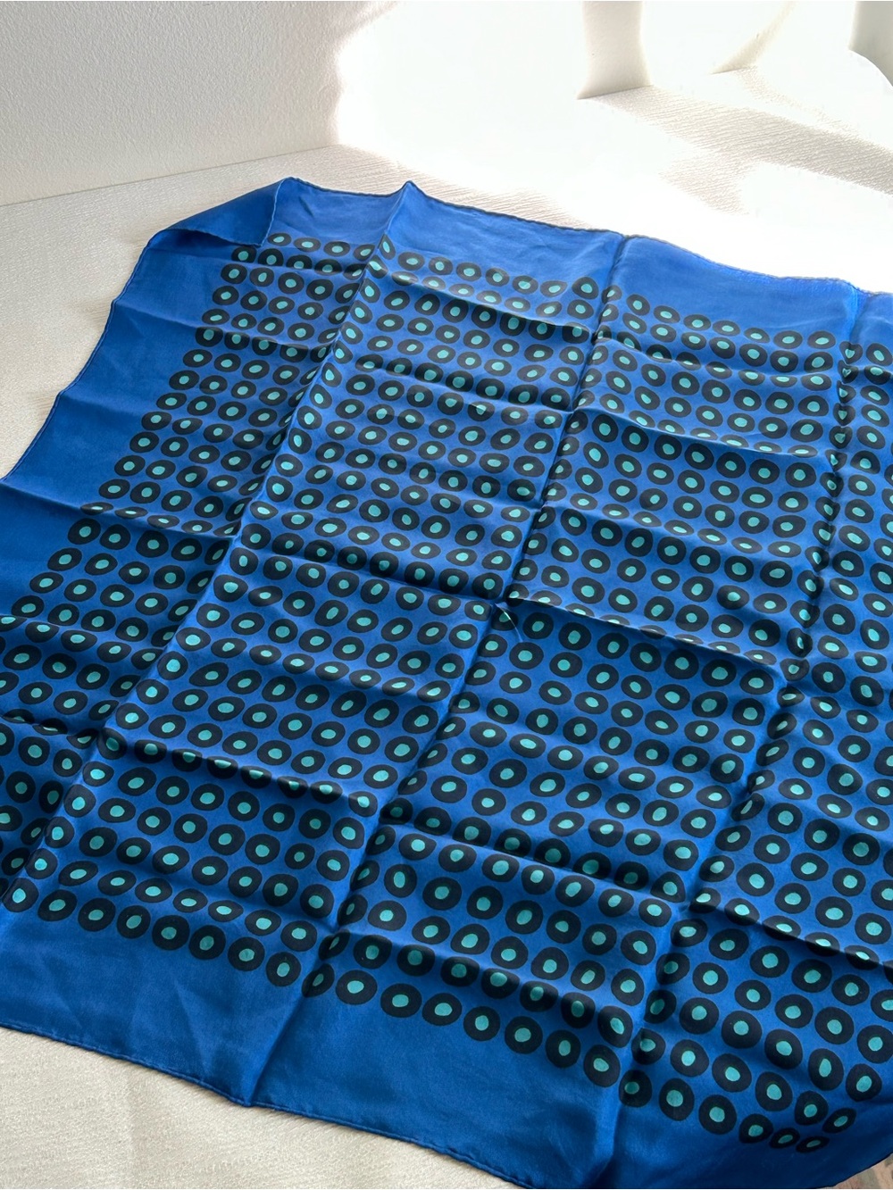 Silk Geometric Blue Scarf
